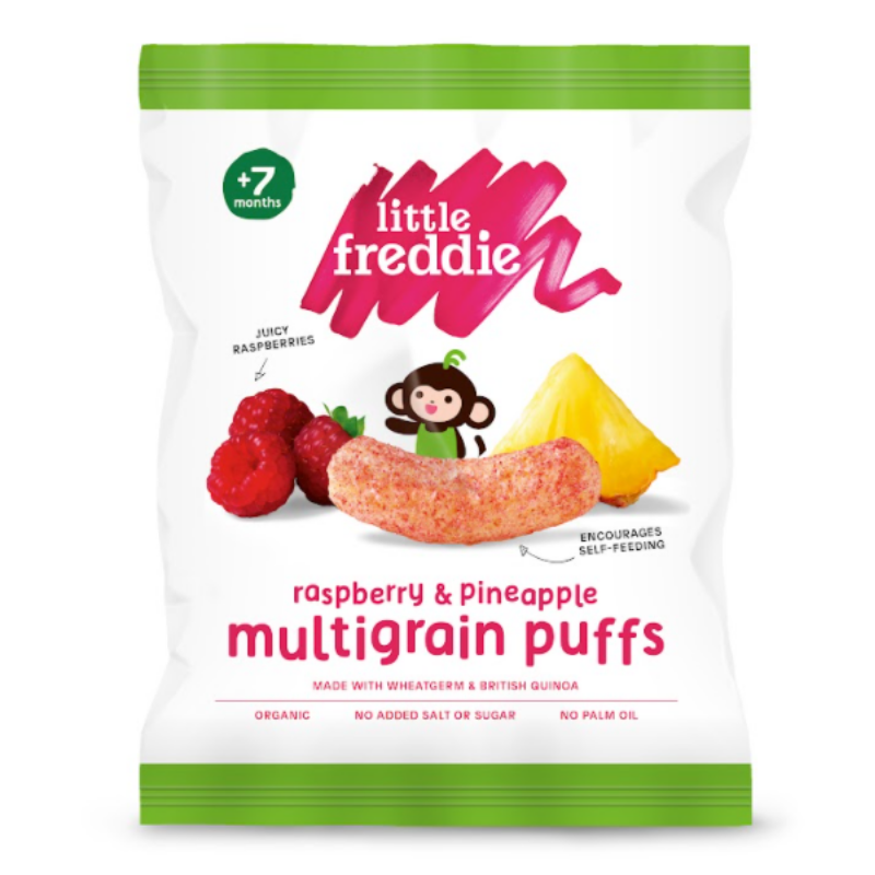 Little Freddie Pineapple & Raspberry Multigrain Puffs 20g (Bundle of 2)