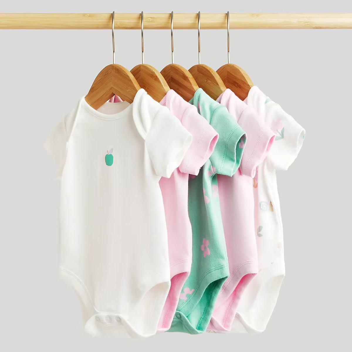 Mothercare Baby Girl Garden Short-Sleeved Bodysuits - 5 Pack - Assorted Colours