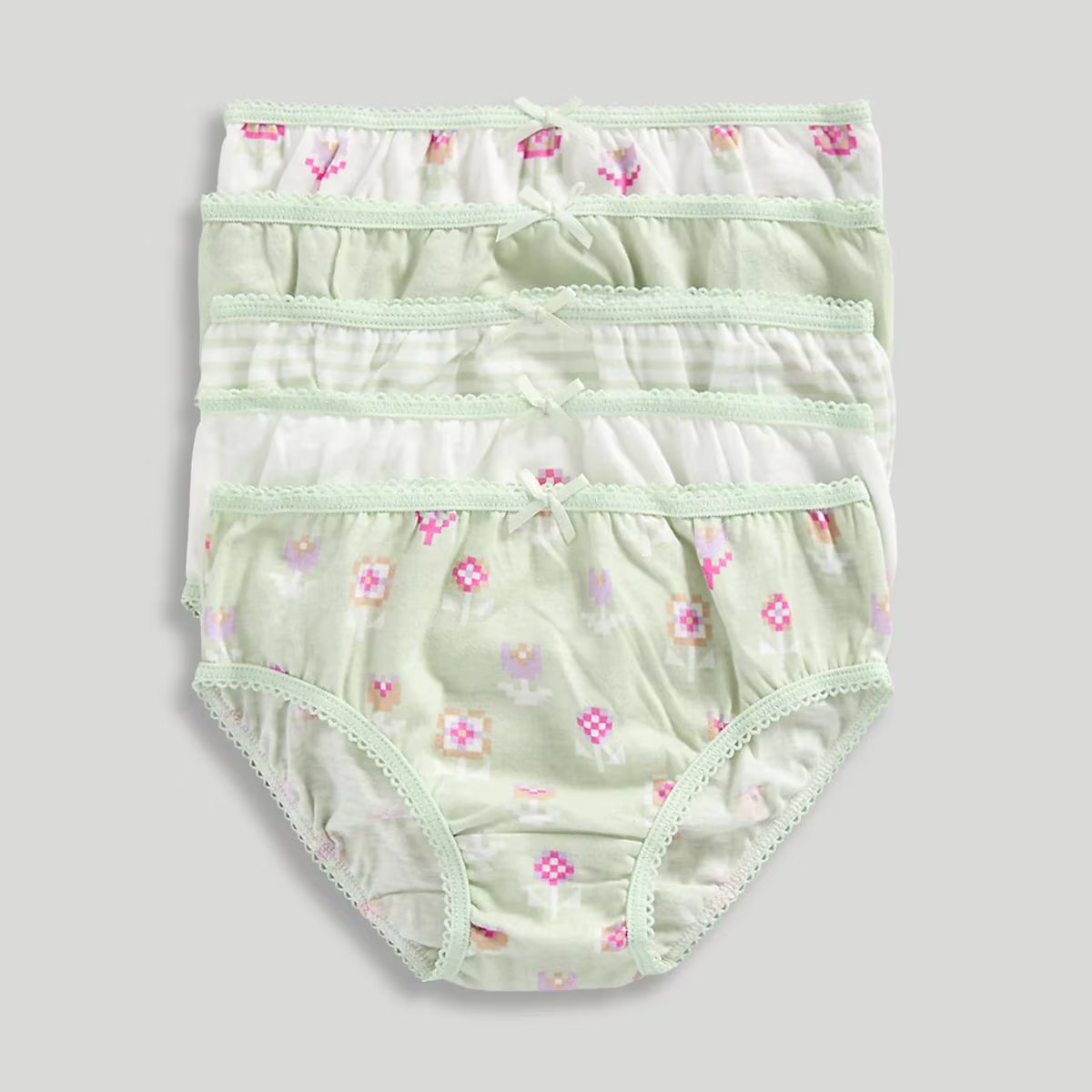 Mothercare Girl Pixel Flower Briefs - 5 Pack