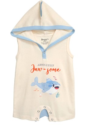 Lagom Kids Sealife Baby Shark Sleeveless Hoodie Romper