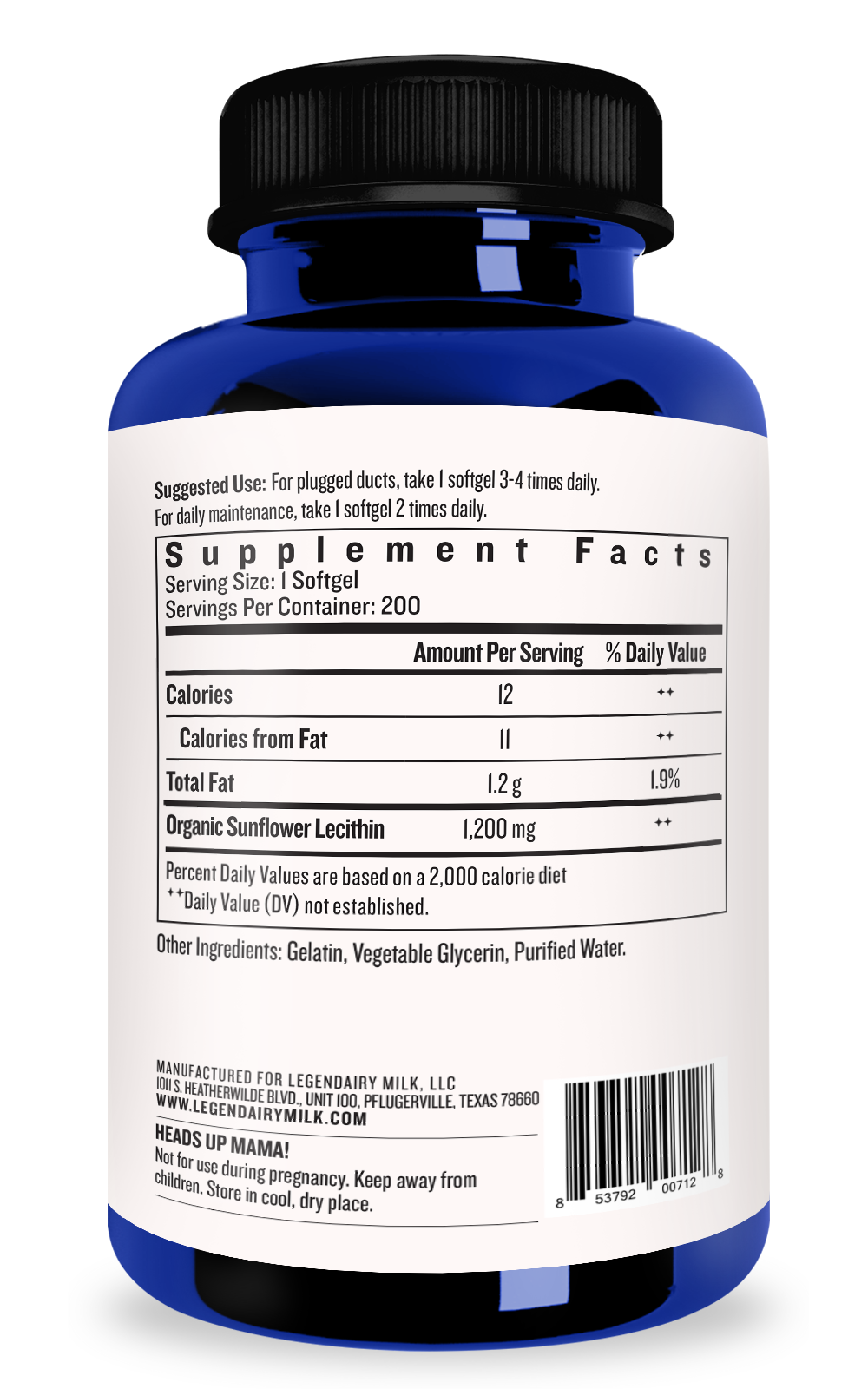 (OOS) Legendairy Milk Sunflower Lecithin 200 caps