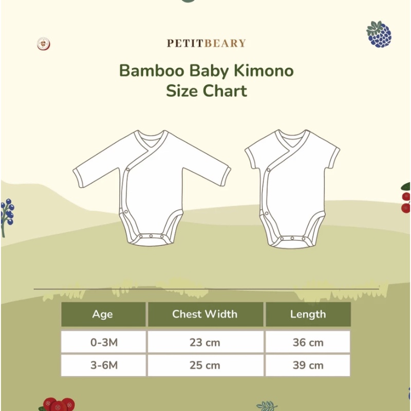 Petite Beary Long-Sleeve Bamboo Baby Kimono Bodysuit (Bear Trail Mix)