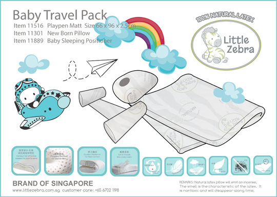 Little Zebra Travel Set (Bassinet Mat + Newborn Pillow + Baby Sleeping Positioner)