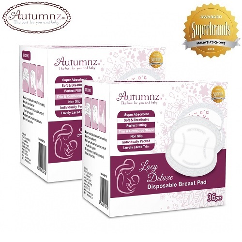 Autumnz Lacy Deluxe Disposable Breast Pads (36pcs/pack) - Twin Pack