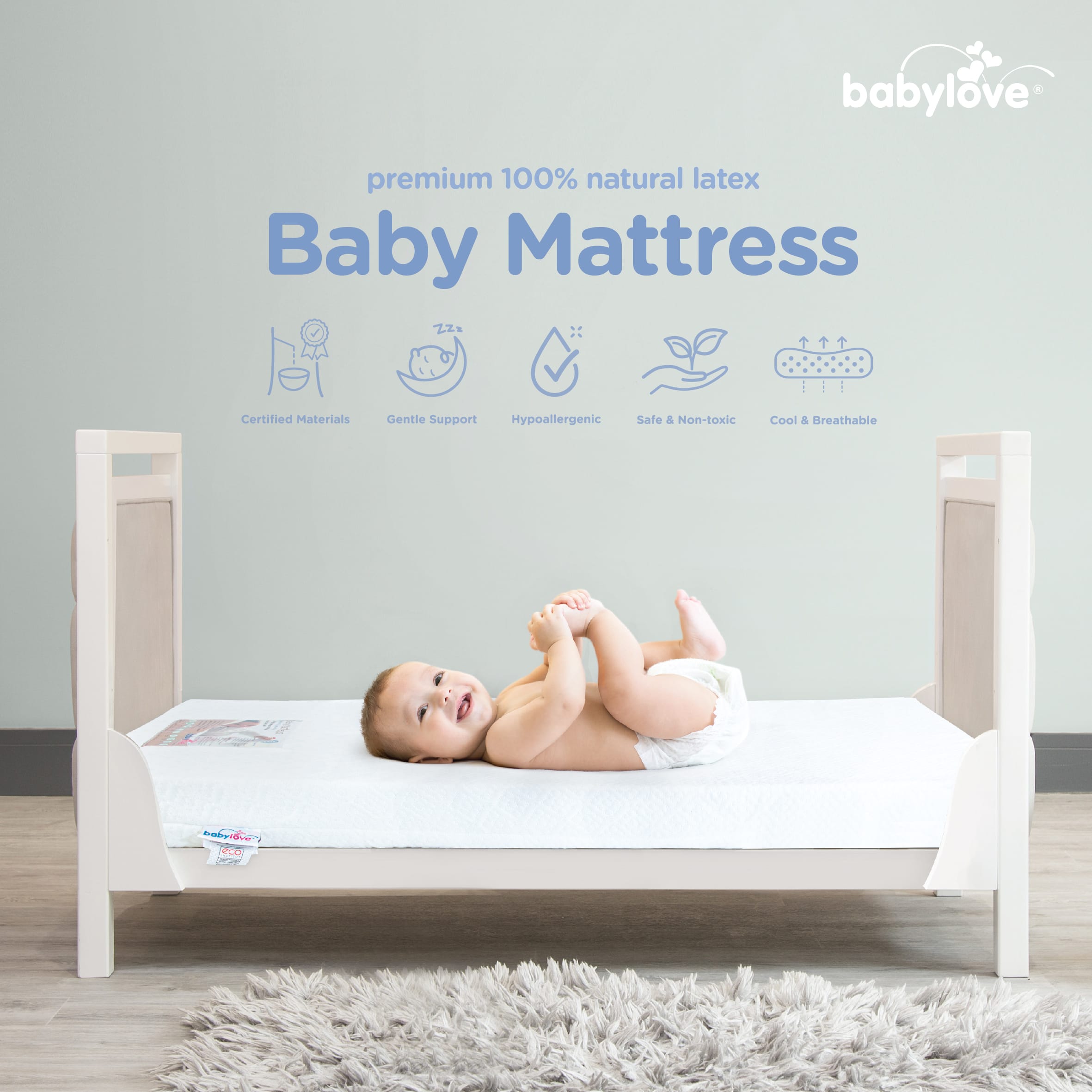 Babylove LM3 Latex Mattress 120x60cm +5 Years Warranty