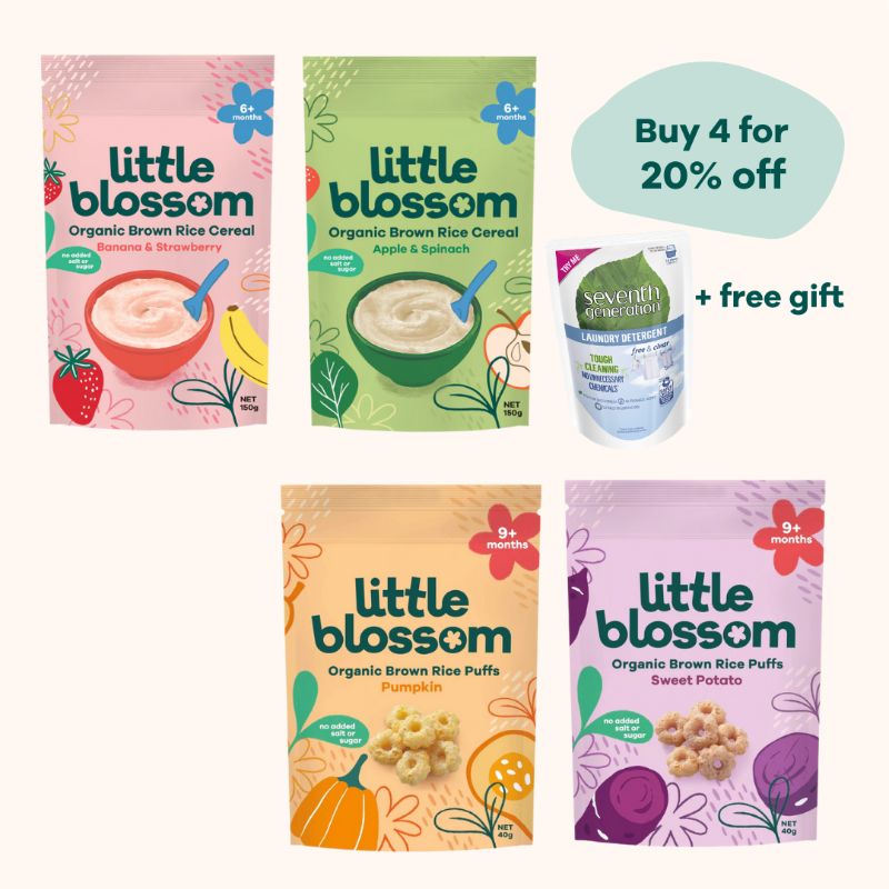 Little Blossom Organic Brown Rice Puffs & Cereal - Bundle of 4