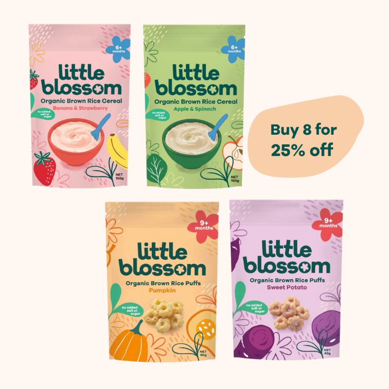 Little Blossom Organic Brown Rice Puffs & Cereal - Bundle of 8