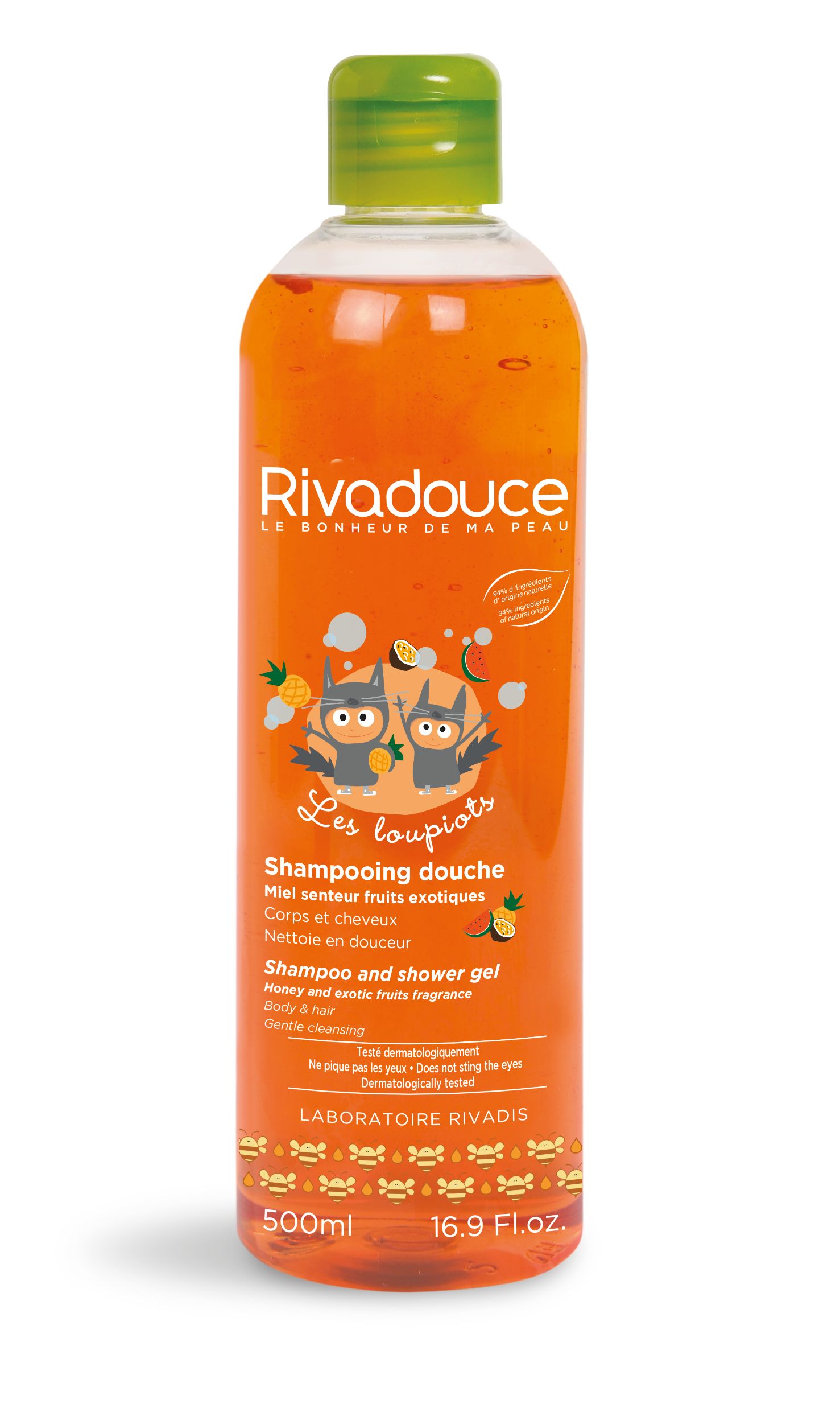 RIVADOUCE LOUPIOTS Shampooing Douche Miel et Fruits Exotiques (Honey and Exotic Fruits Shampoo and Body Wash) - 500ml