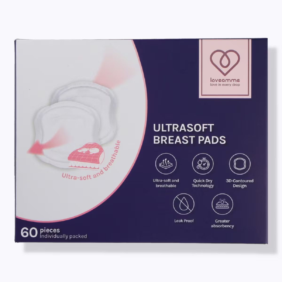 Loveamme Ultra Soft Breast Pads 60s (Buy 1 Free 1)