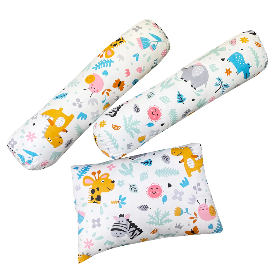 Lucky Baby 2 Baby Bolster + 1 Baby Pillow Pure Cotton - Assorted Print