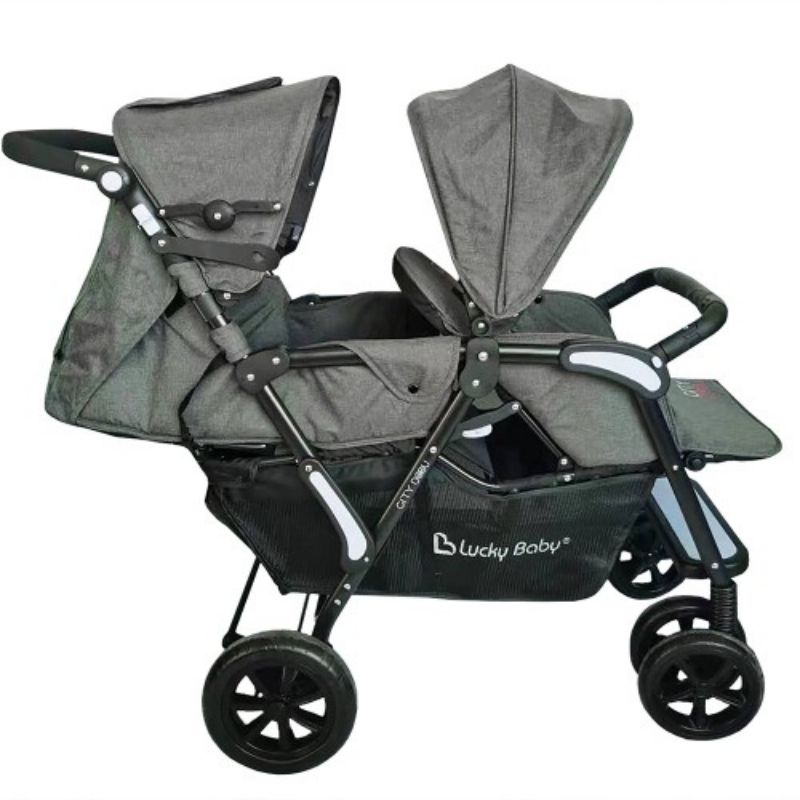 Lucky Baby City Dou™ Plus Twin Stroller - Dark Grey