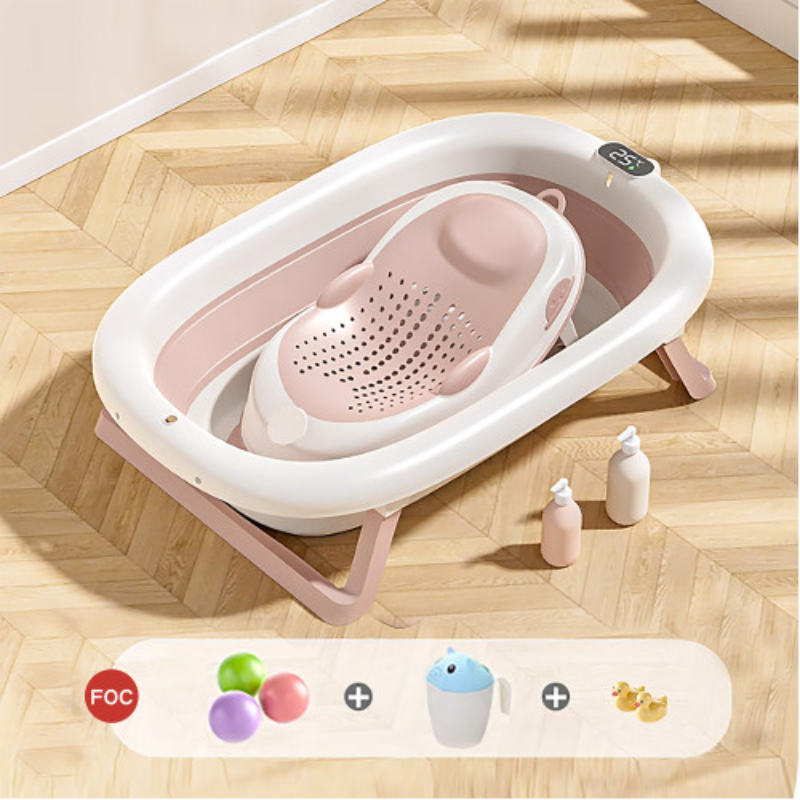Lucky Baby Galy Collapsible Bath Tub W/Thermometer & Jelly Bath Support
