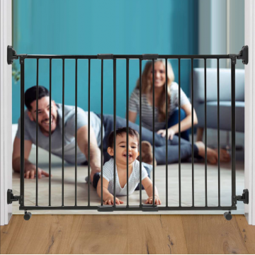 Lucky Baby Smart System™ Extendable Gate On Wheel - Black (Fit 84-130cm)