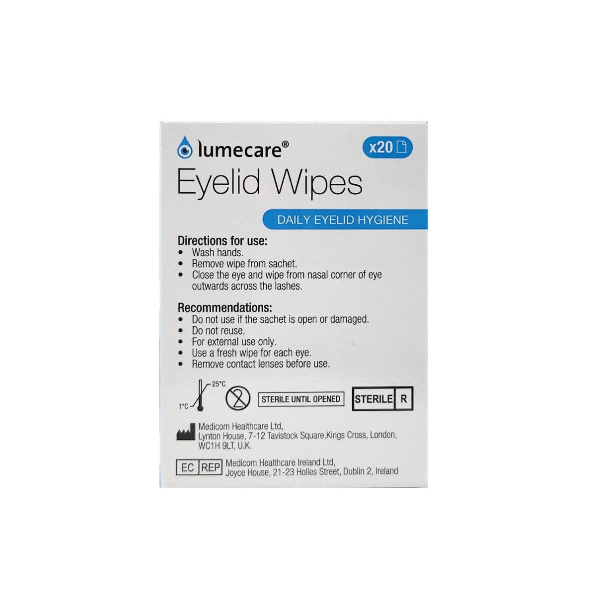 (Bundle of 2) Lumecare Eyelid Wipes 20's