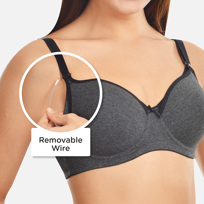 Lunavie Premium Convertible Blue/Black Moulded Nursing Bra - Cup Size 40 C