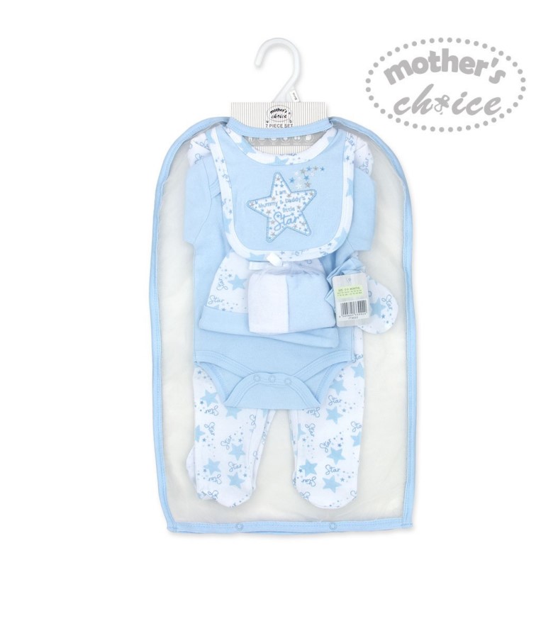 Mother'S Choice Baby Clothes Sets Newborn, Infant Outfit Blue Layette Gift Set Cotton 6Pcs