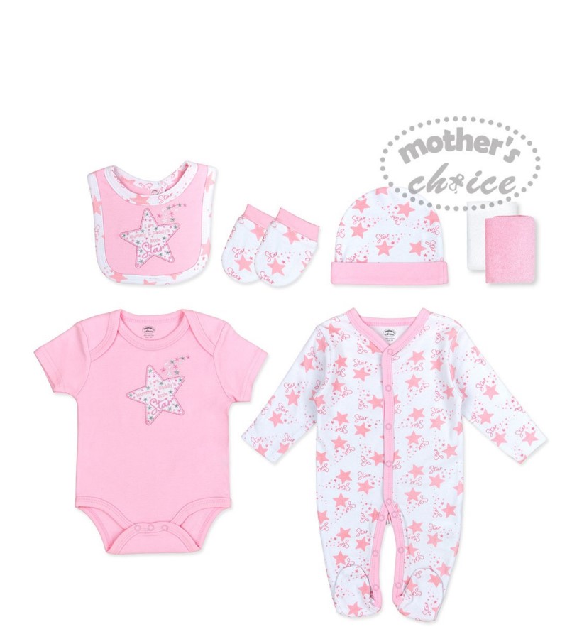 Mother	'S Choice Baby Clothes Sets Newborn, Infant Outfit Pink Layette Gift Set Cotton 6Pcs
