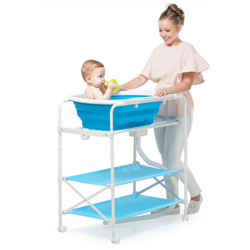 Mummykidz Foldable Baby Bath Stand w/ Wheels and Water Drainer