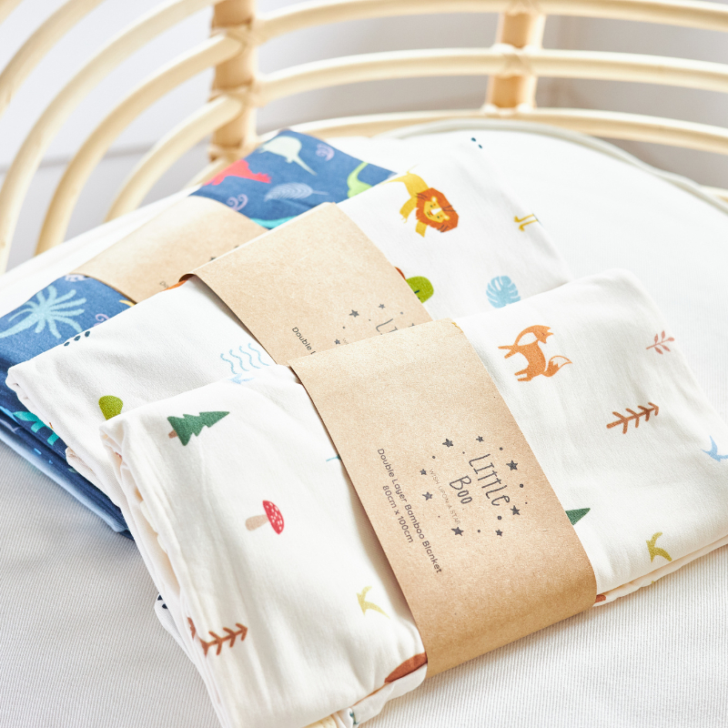 Hello Little Boo Premium Bamboo Double Layer Blanket - 80cm x 100cm