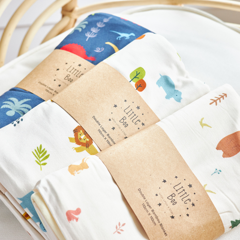 Hello Little Boo Premium Bamboo Double Layer Blanket - 110cm x 110cm