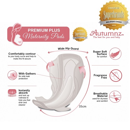 Autumnz Premium Plus Maternity Pads 35cm (16 pcs/pack)