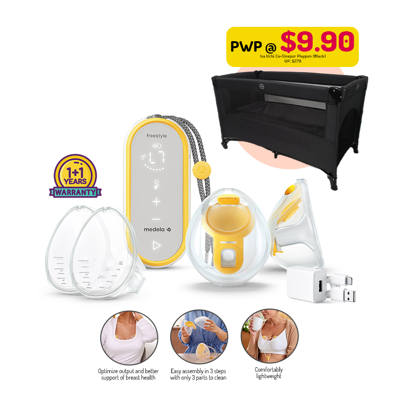 Medela Freestyle Hands-free Double Electric Breastpump + PWP @ $9.90 for Isa Uchi Co-Sleeper Playpen + Add On Options