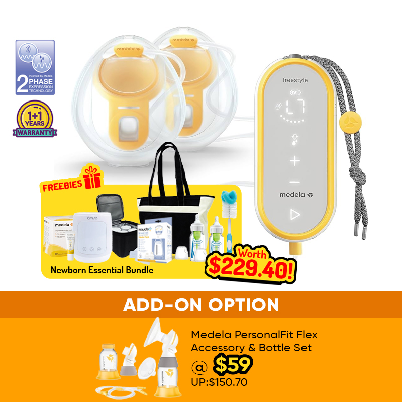 Medela Freestyle Hands-free Double Electric Breastpump + Free Newborn Essential Bundle