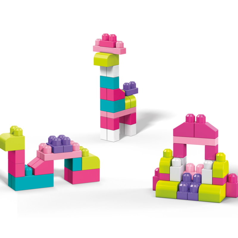baby-fair Mega Bloks Big Building Bag 80 Pcs - Pink