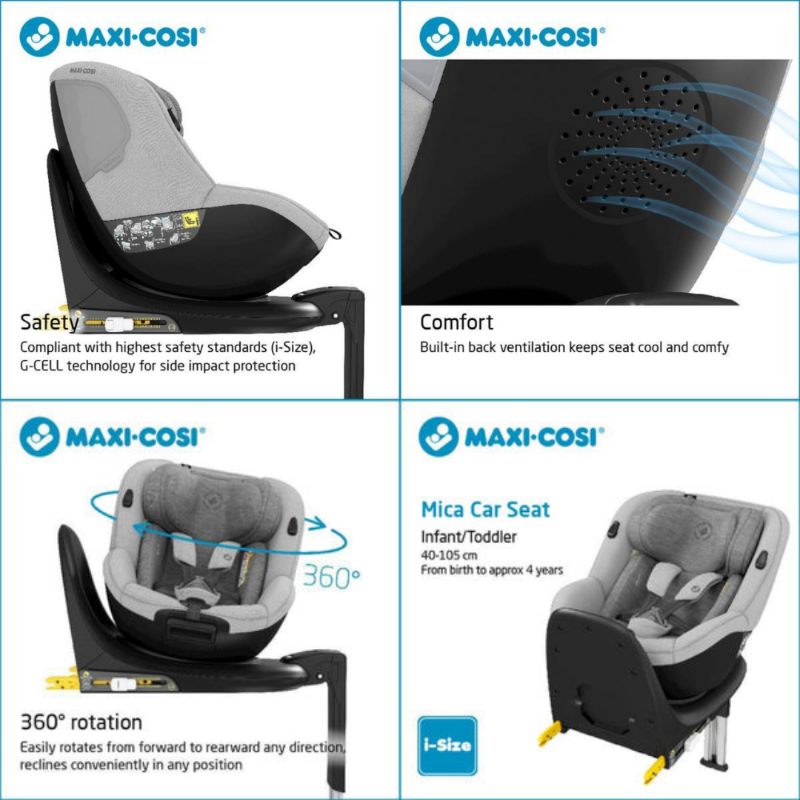 Maxi-Cosi Mica 360 Rotation Baby Car Seat + Back Car Seat Protector