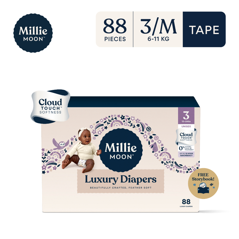 Millie Moon Luxury Diapers - Tape (108s/96s/88s/72s)
