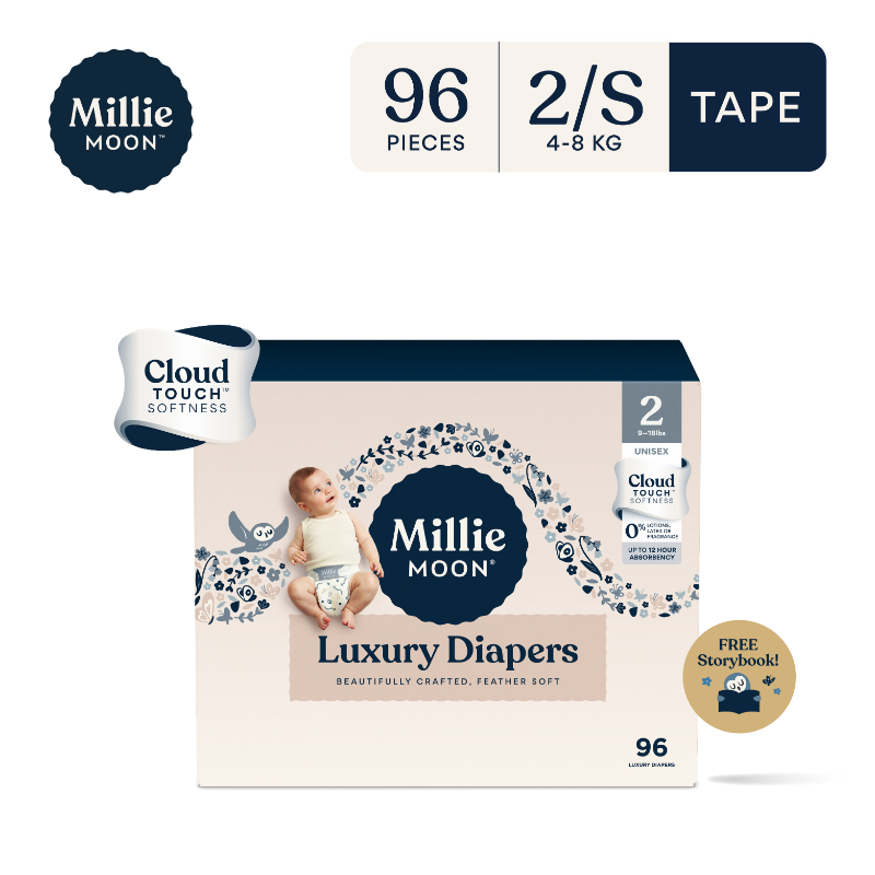 Millie Moon Luxury Diapers - Tape (108s/96s/88s/72s)