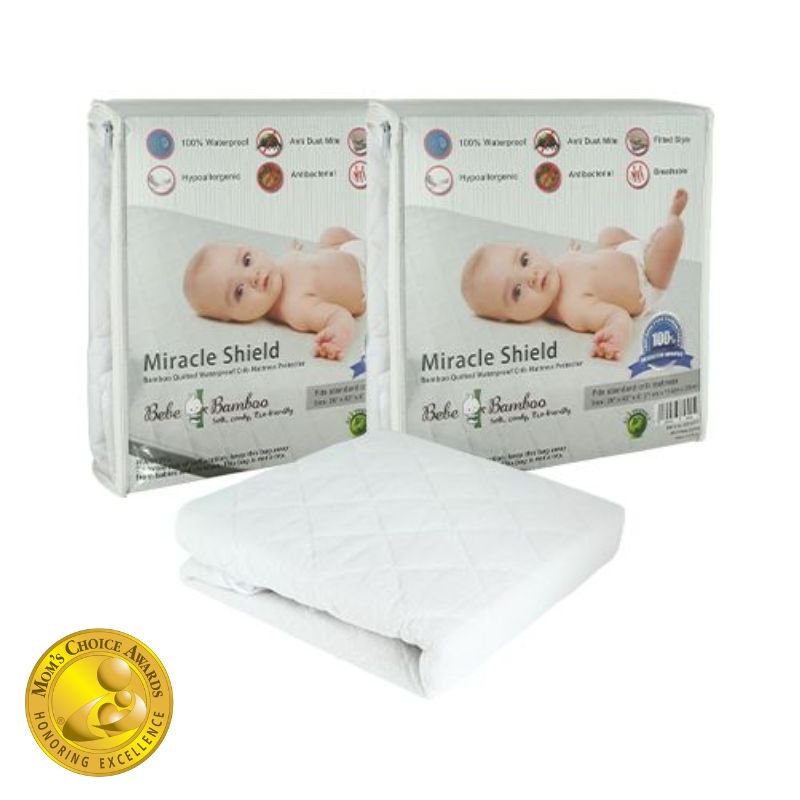 Bebe Bamboo Miracle Shield Quilted Mattress Protector - Bundle of 2 + FREE GIFT