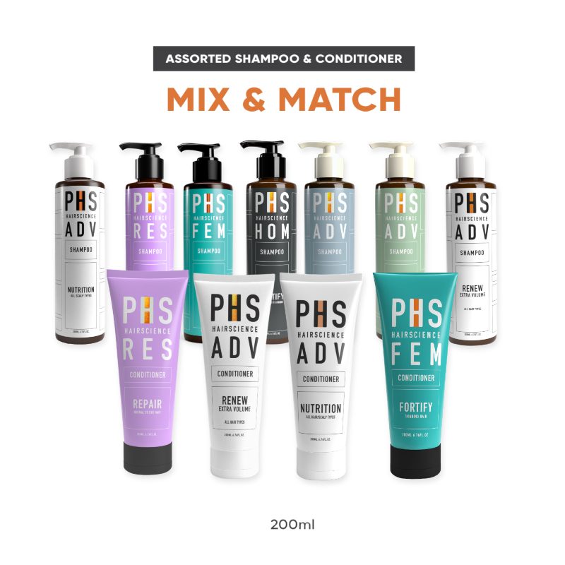 PHS Hairscience Shampoo & Conditioner 200ml Mix & Match (BUY 3 FREE 2)