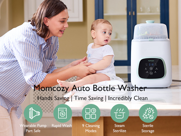 Momcozy KleanPal Pro Baby Bottle Washer, Sterilizer & Dryer w/ 60pcs Cleaning Tablets