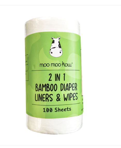 Moo Moo Kow 2 in 1 Bamboo Diaper Liners & Wipes