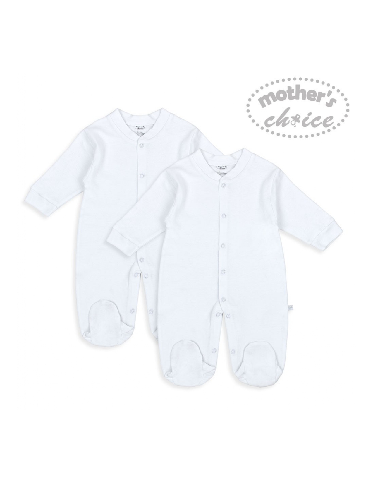 Mother's Choice All-White 2 Pcs In A Pack Baby-Grower