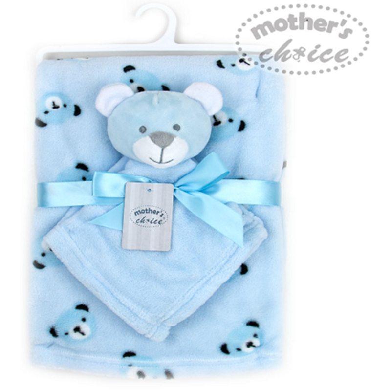 Mother's Choice Baby Blanket With Toy Blue Bear