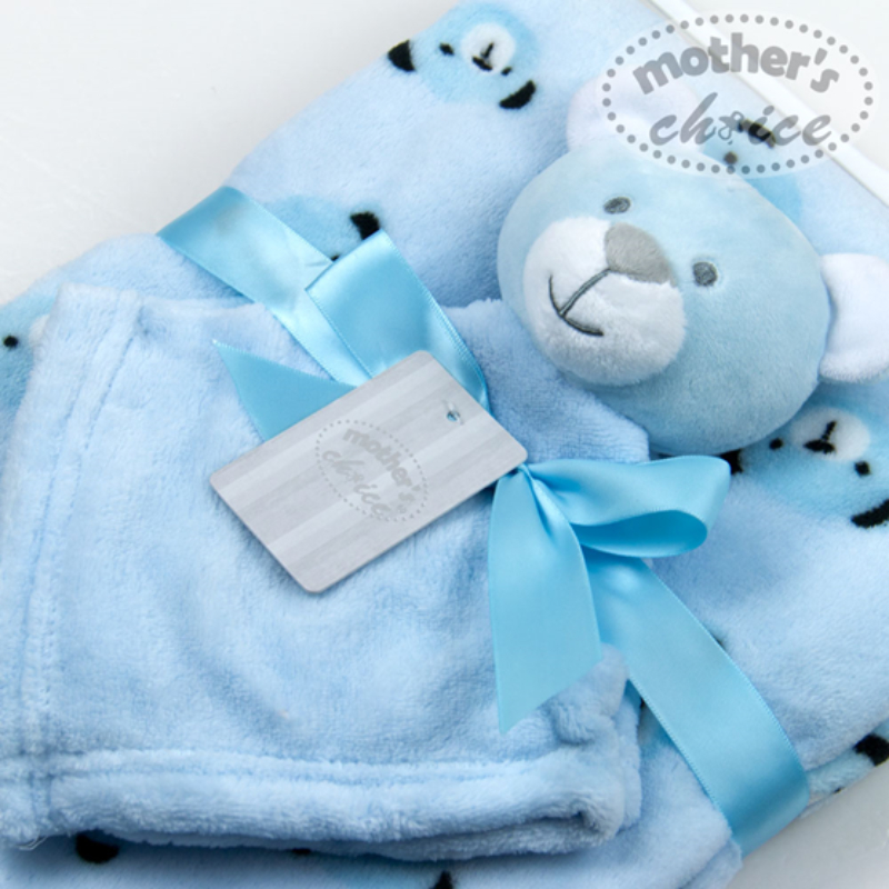 Mother's Choice Baby Blanket With Toy Blue Bear