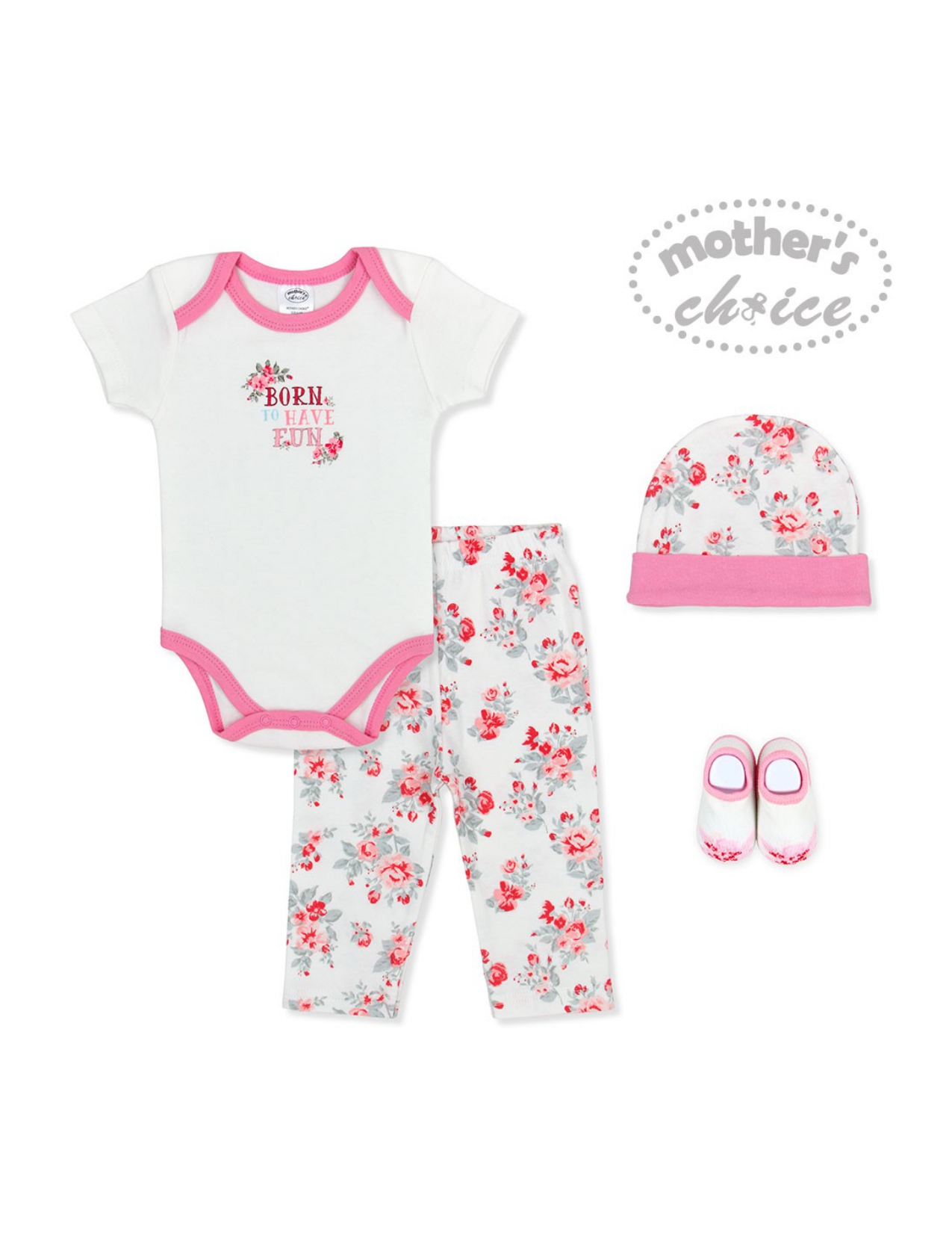 Mother's Choice Newborn 4 pcs Boxed Gift Set (White/Pink)