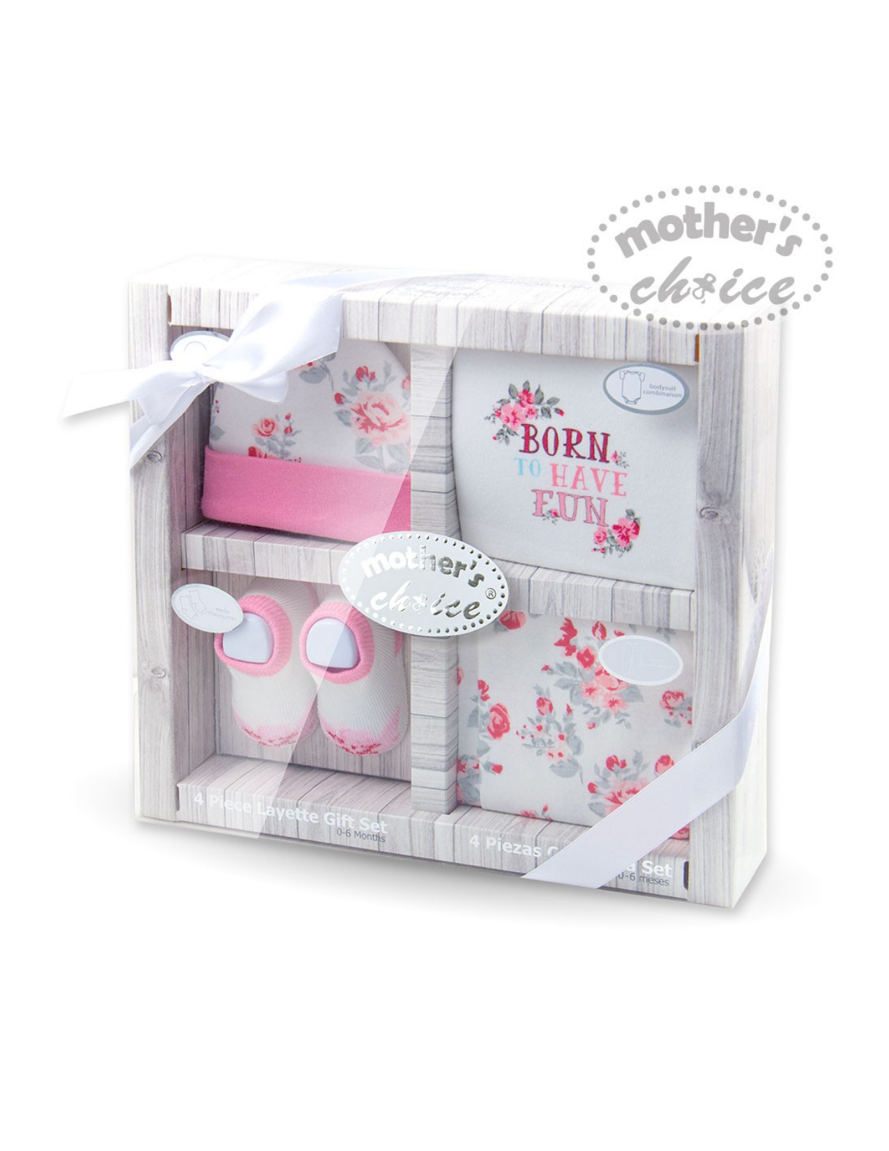Mother's Choice Newborn 4 pcs Boxed Gift Set (White/Pink)