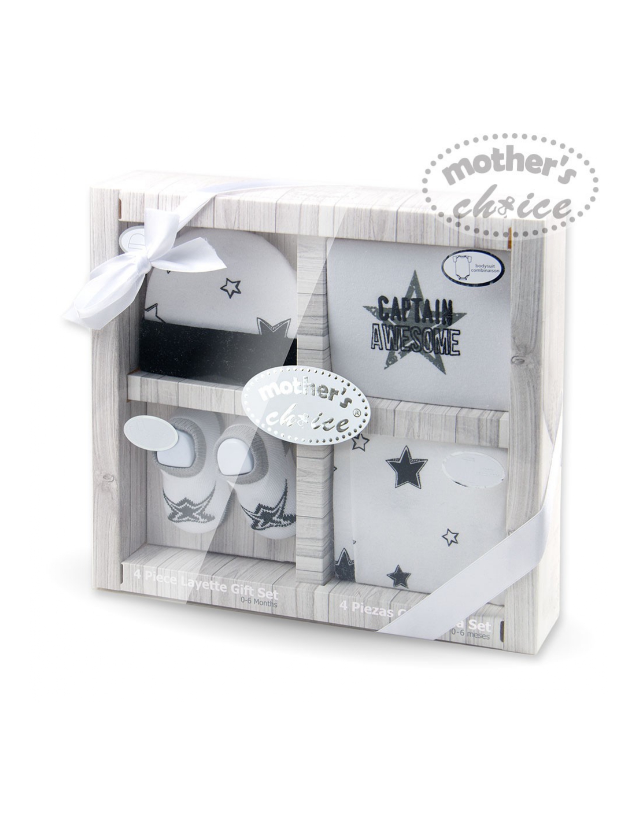 Mother's Choice Newborn 4 pcs Boxed Gift Set (White/Black)