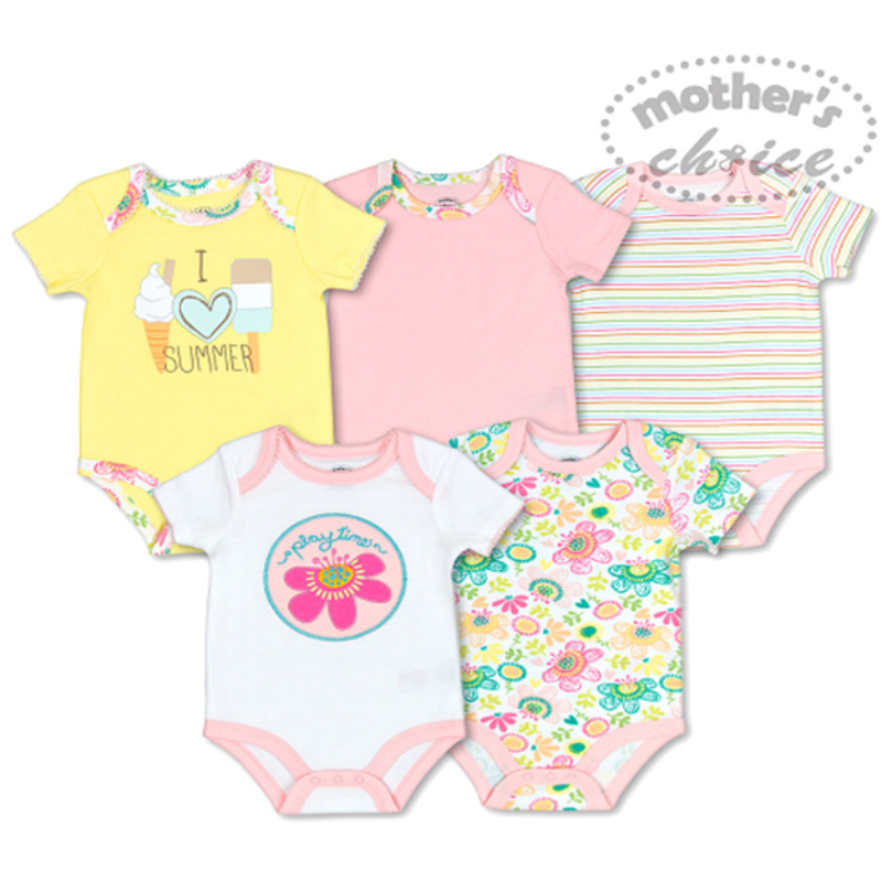 Mother's Choice 5 pck Bodysuit Playtime