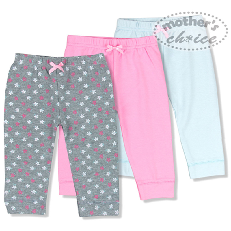 Mother's Choice Baby Legging In 3pcs Pack (Grey/Blue/Pink)