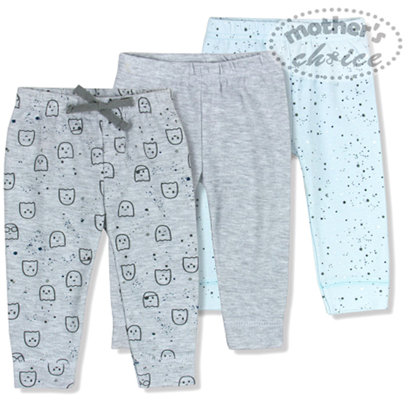 Mother's Choice Baby Legging In 3pcs Pack (Grey/Blue)