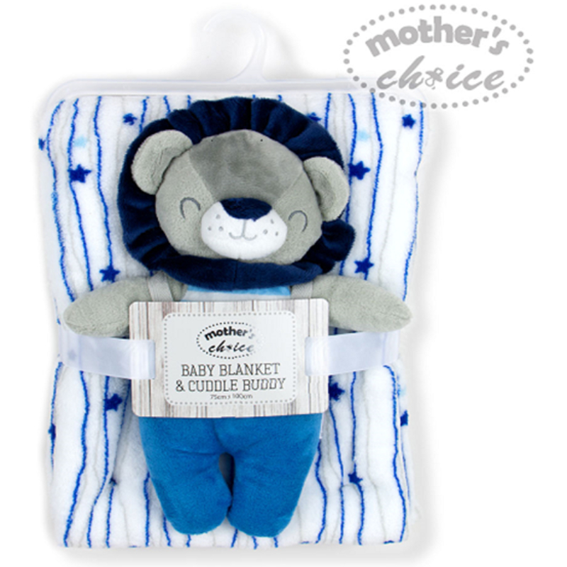 Mother's Choice Super Soft Plush Blanket With Buddy Blue Lion