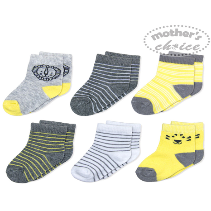 Mother's Choice Baby's 6 Pack Socks Yellow