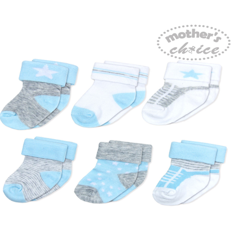 Mother's Choice Baby's 6 Pack Socks Blue
