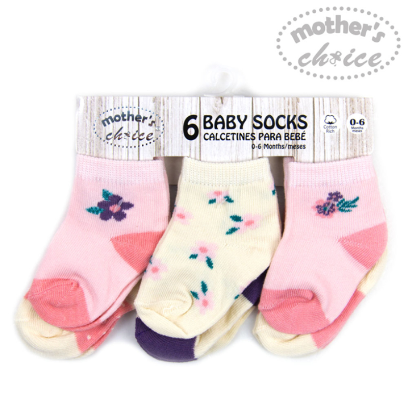 Mother's Choice Baby's 6 Pack Socks Pink