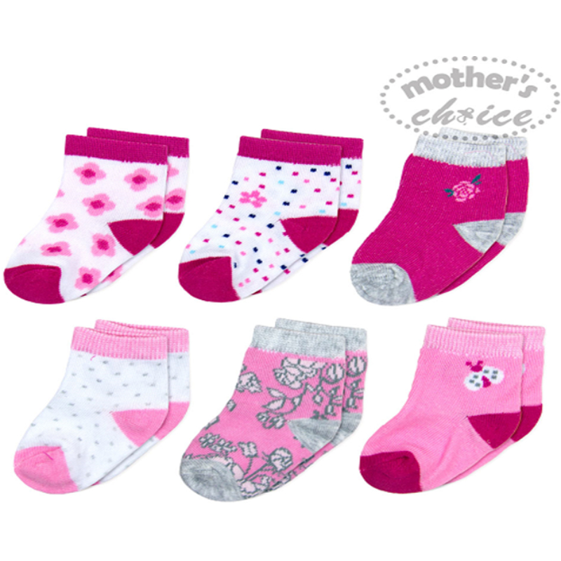 Mother's Choice 6 pck Baby Socks 0-6M