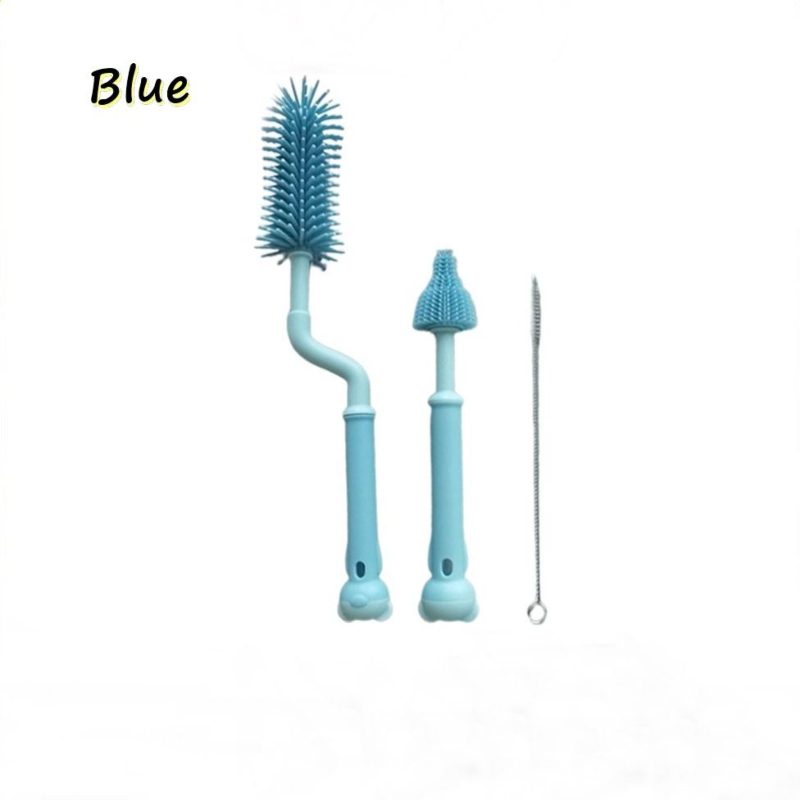Mummykidz Silicon Bottle 3Pc Brush Set - Blue